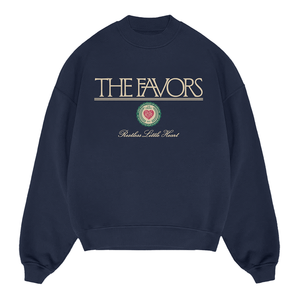 Navy Restless Little Heart Crewneck Fleece